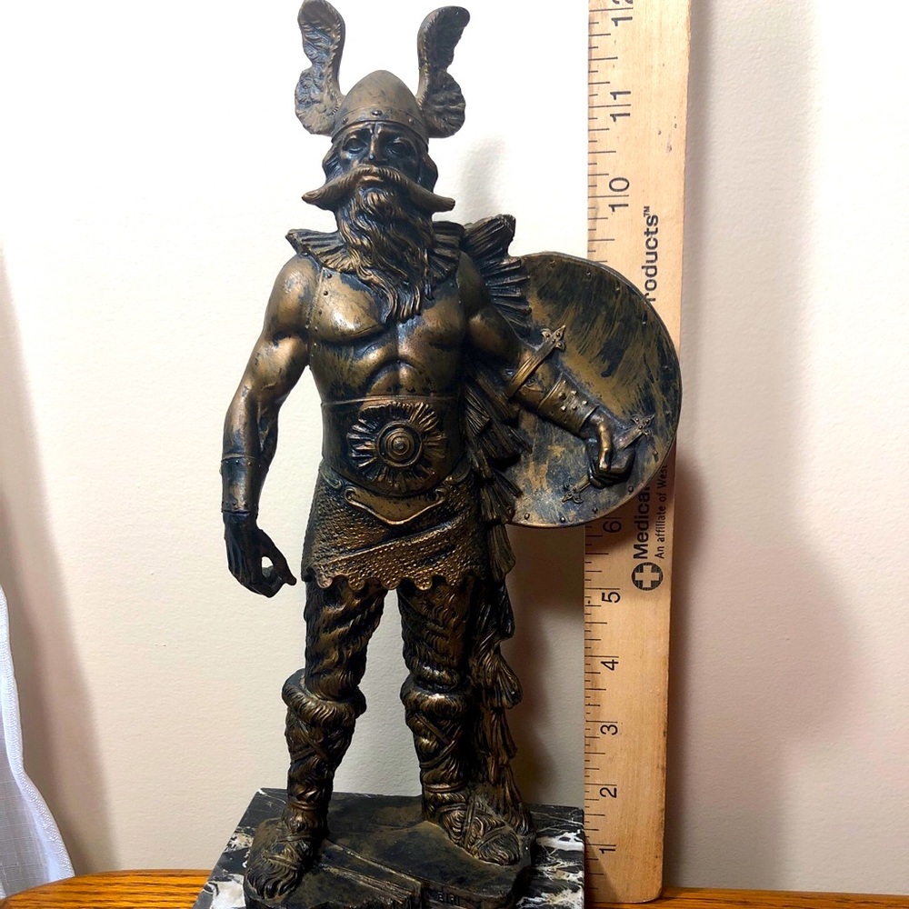 Depose Italy Enesco Faux Gold  Metal Plastic Base Viking Warrior Norse Mythology